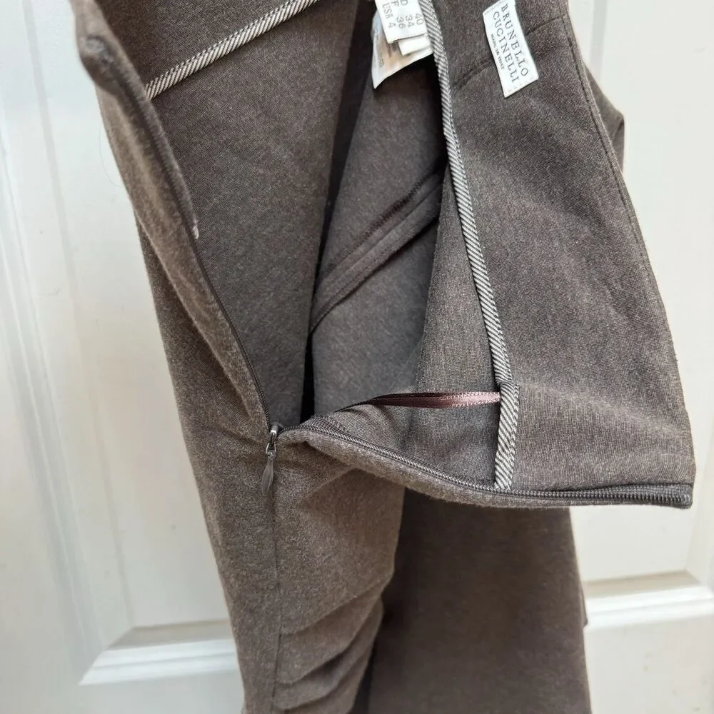 Brunello Cucinelli Skirt Cotton Stretch Brown Womens 4 Asymmetrical Rouched
